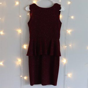 Sparkly Backless Fitted Burgundy Dress | 090